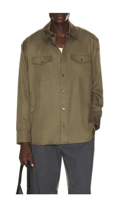 Simkhai Carter Refined Workwear Shirt In Green