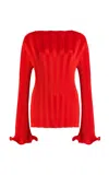 Simkhai Carys Crinkled Satin Top In Red