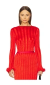 Simkhai Carys Mock Neck Sweater Top In Fiery Red In 热烈红