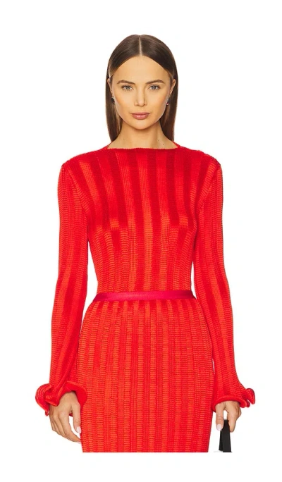 Simkhai Carys Mock Neck Top In 热烈红