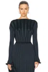 Simkhai Carys Textured Long-sleeve Top In Black