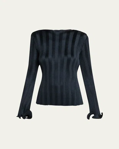 Simkhai Carys Textured Long-sleeve Top In Black