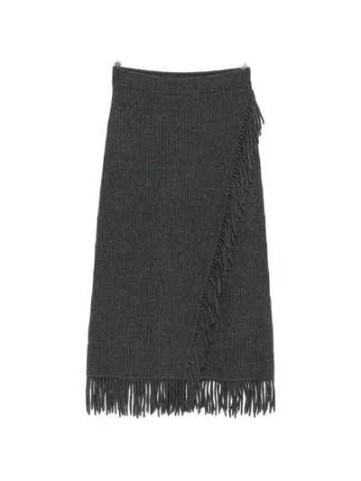 Simkhai Casey Draped Wool And Cashmere-blend Skirt In Gray