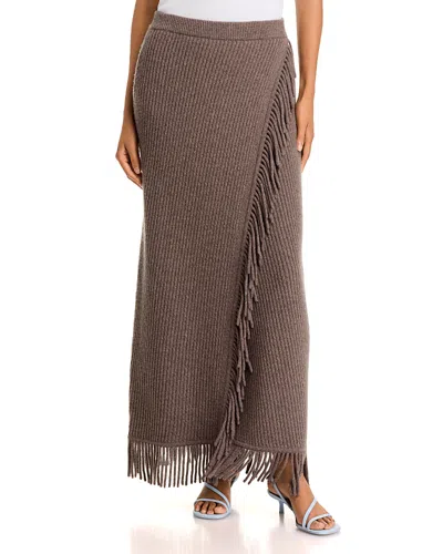 Simkhai Casey Wool And Cashmere Fringe Midi Skirt In Brown