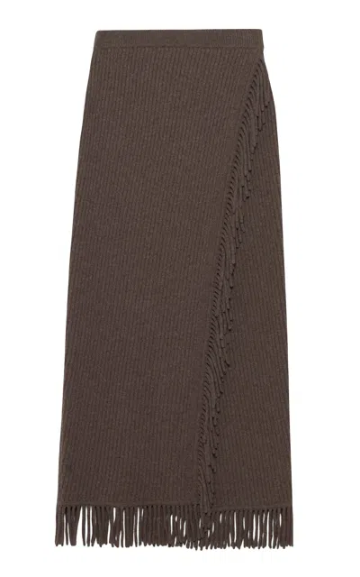 Simkhai Casey Wool-cashmere Midi Skirt In Brown