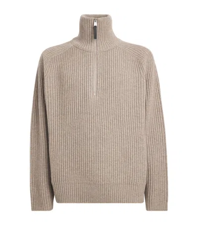 Simkhai Cashmere-blend Half-zip Sweater In Beige