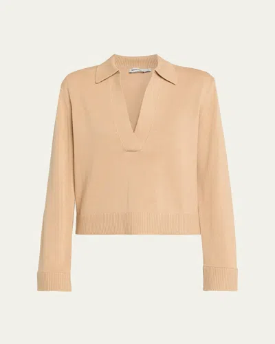 Simkhai Cashmere-cotton Polo Sweater In Brown