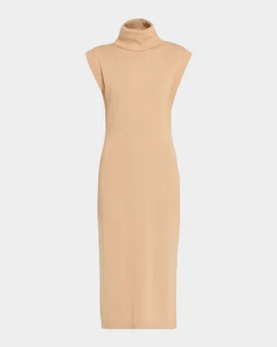 Simkhai Cashmere-cotton Sleeveless Sweater Dress In Brown