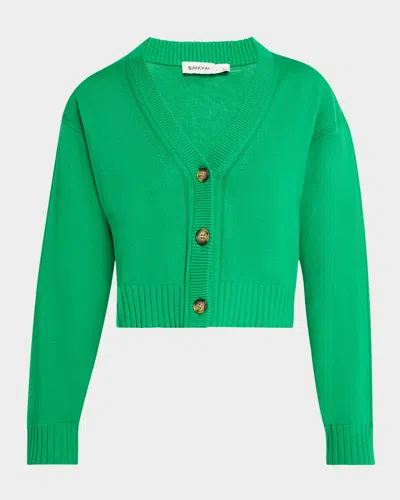 Simkhai Cashmere Cropped Cardigan In Forest