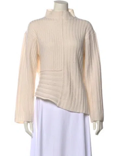 Pre-owned Simkhai Cashmere Mock Neck Sweater In White