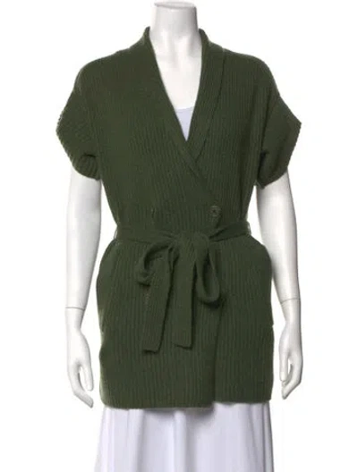 Pre-owned Simkhai Cashmere Open Front Sweater In Green