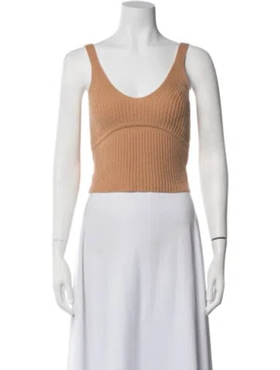 Pre-owned Simkhai Cashmere V-neck Crop Top In Neutrals