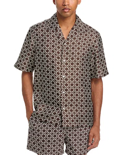 Simkhai Casper Loose Fit Medallion Shirt In Brown