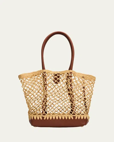 Simkhai Caspian Open-work Raffia Tote Bag In Brown