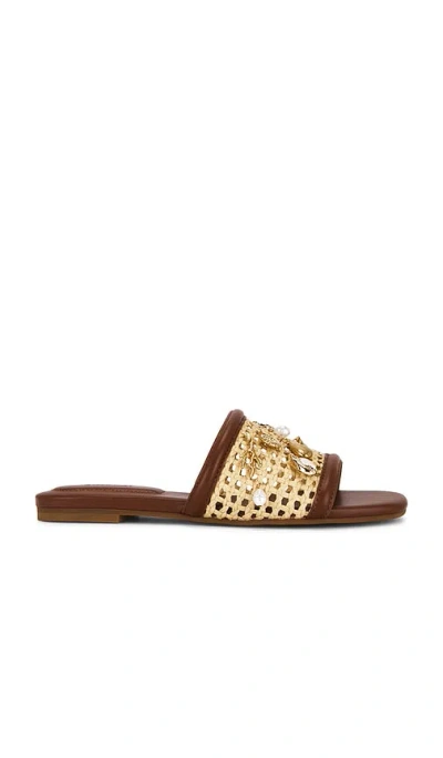 SIMKHAI CASPIAN RAFFIA NETTED FLAT SANDAL