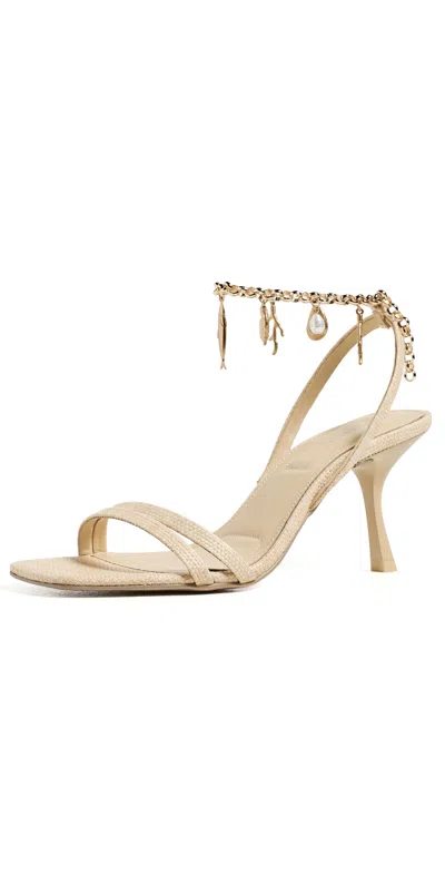 Simkhai Caspian Raffia Strappy Heels Natural