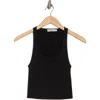 Simkhai Cecilia Rib Knit Crop Tank In Black