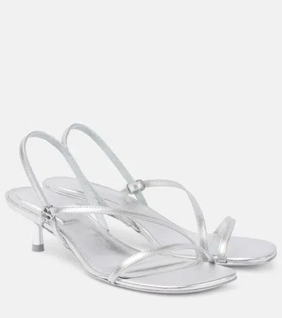 Simkhai Slingback-sandalen Cedonia Aus Metallic-leder In Silver