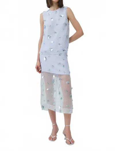 Simkhai Celia Embellished Organza Top In Periwinkle Sky In Blue