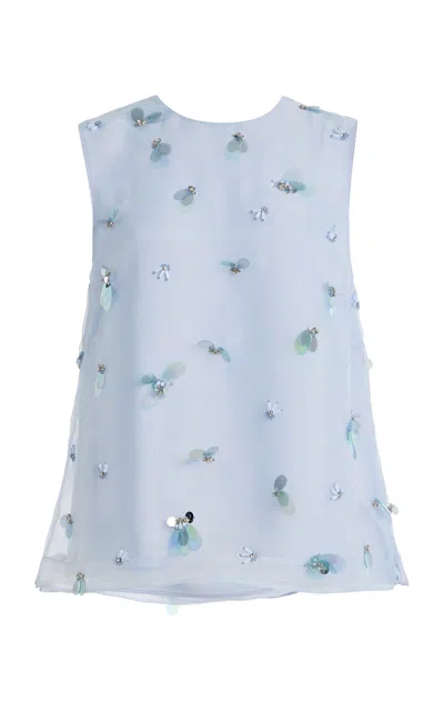 Simkhai Celia Embellished Silk Top In Blue