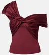 Simkhai Celiana Organza-trimmed Knitted Top In Burgundy