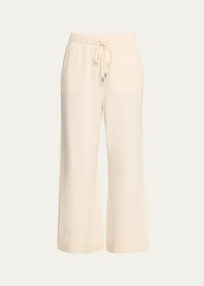 Simkhai Celine Cotton And Cashmere Wide-leg Pants In Ivory