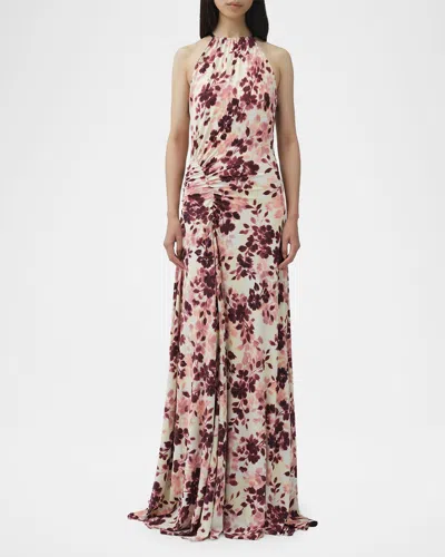 Simkhai Cerin Floral-print Jersey Halter Maxi Dress In White