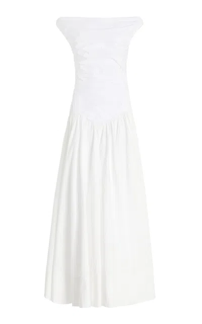 Simkhai Cersei Cotton Poplin Midi Dress In White
