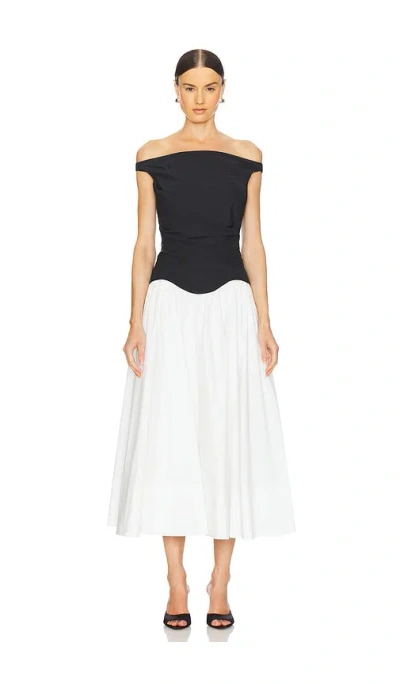 SIMKHAI CERSEI OFF SHOULDER MIDI DRESS