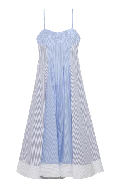 Simkhai Women's Chamberlain Cotton Midi Dress In Periwinkle Multi Stripe In Blue