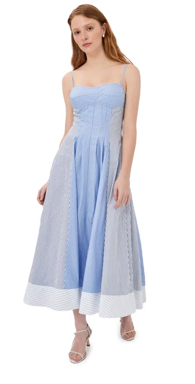 Simkhai Chamberlain Cotton Midi Dress Periwinkle Multi Stripe In Blue