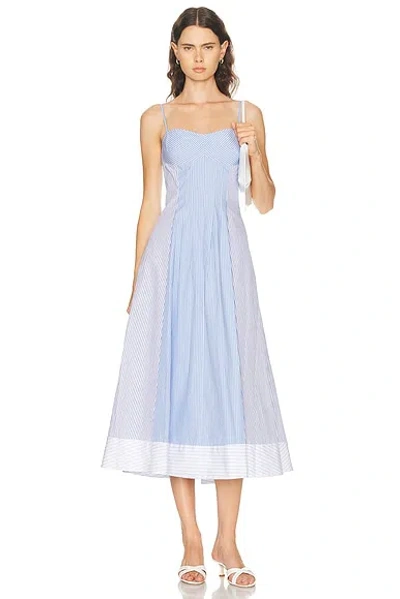 Simkhai Chamberlain Cotton Midi Dress Periwinkle Multi Stripe In Blue