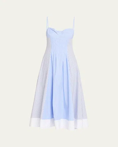 Simkhai Chamberlain Cotton Midi Dress Periwinkle Multi Stripe In Blue