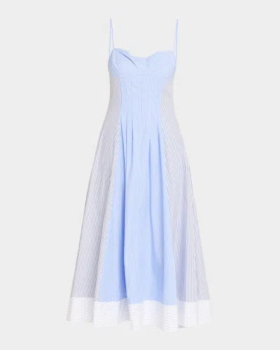 Simkhai Chamberlain Cotton Midi Dress Periwinkle Multi Stripe In Blue