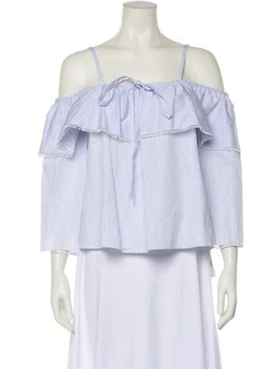 Pre-owned Simkhai Chambray Striped Crop Top In Blue