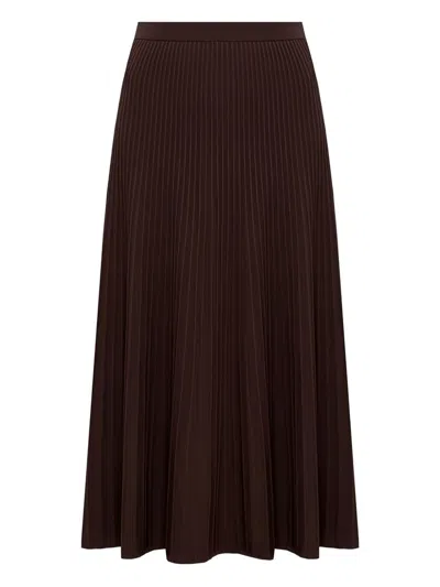 Simkhai Chiara Pleated Midi Skirt In Brown