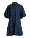 Simkhai Chrissy Puff-sleeve Cotton Poplin Mini Shirtdress In Blue