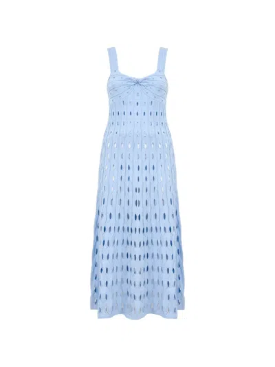 Simkhai Christina Knit Twist-front Midi Dress In Blue