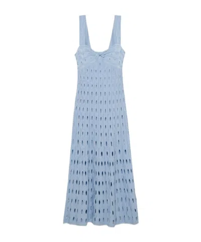 Simkhai Christina Knit Twist-front Midi Dress In Blue