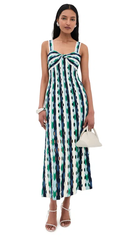 Simkhai Christina Knit Midi Dress In Kelly Green Multi