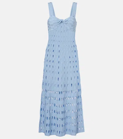 Simkhai Christina Knit Twist-front Midi Dress In Blue