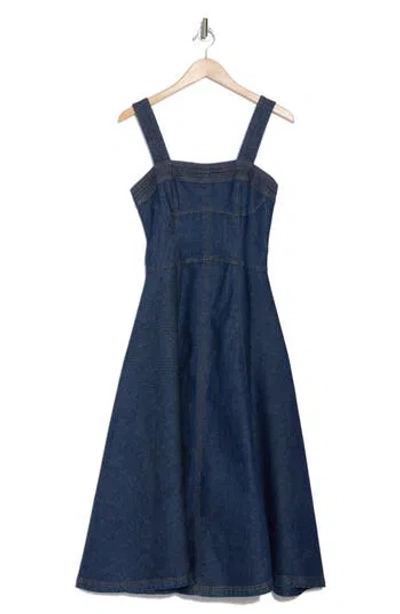Simkhai Cici Bustier Denim Midi Dress In Imperial