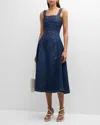 Simkhai Cici Belted-waist Denim Dress In Imperial
