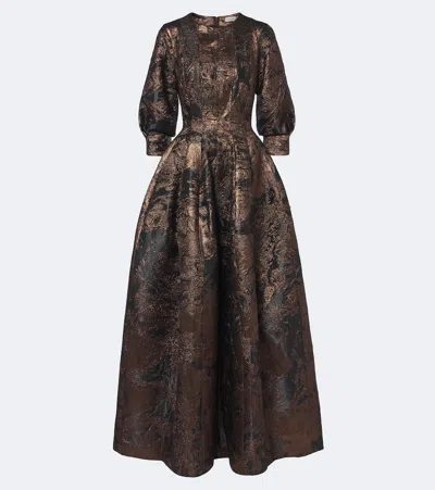 Simkhai Claravelle Jacquard Gown In Brown