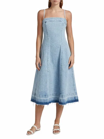 Simkhai Clarissa Denim A-line Midi-dress In Del Mar In Multi