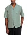 Simkhai Clarke Printed Short Sleeve Silk Camp Shirt In Green
