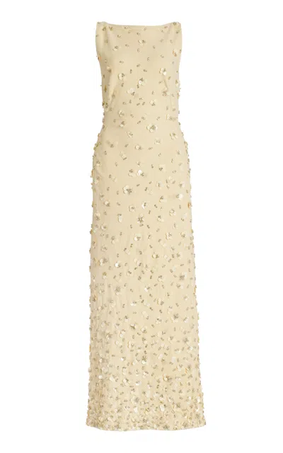 Simkhai Claudia Embellished Crepe Maxi Dress In Yellow