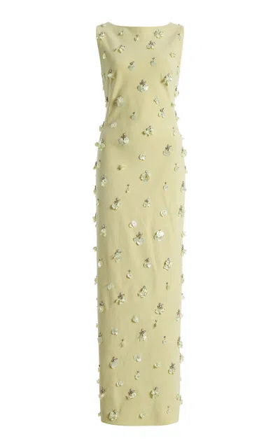 Simkhai Claudia Embellished Crepe Midi Dress In Yellow