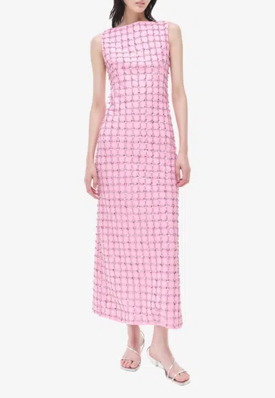 SIMKHAI CLAUDIA SLEEVELESS EMBELLISHED MIDI DRESS