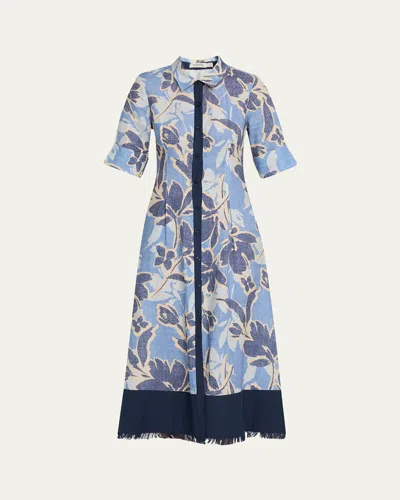 Simkhai Claudine Midi Shirtdress In Blue Hydrangea Floral